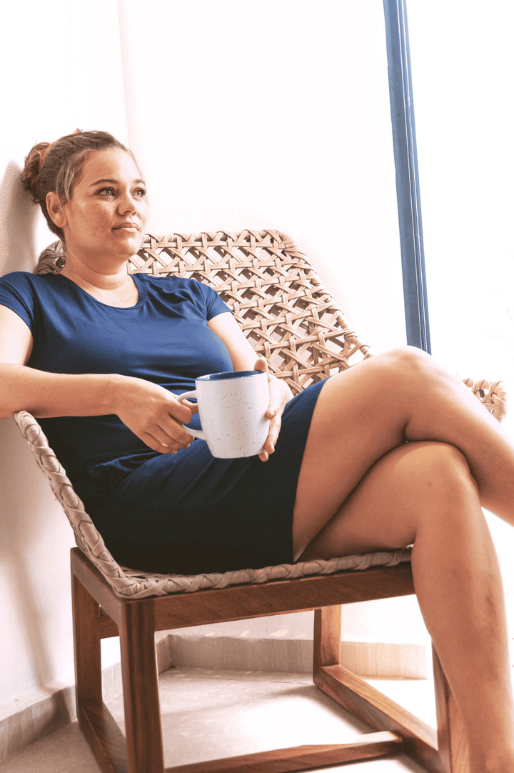 australian owned bamboo nightie made for travel soft navy bamboo 