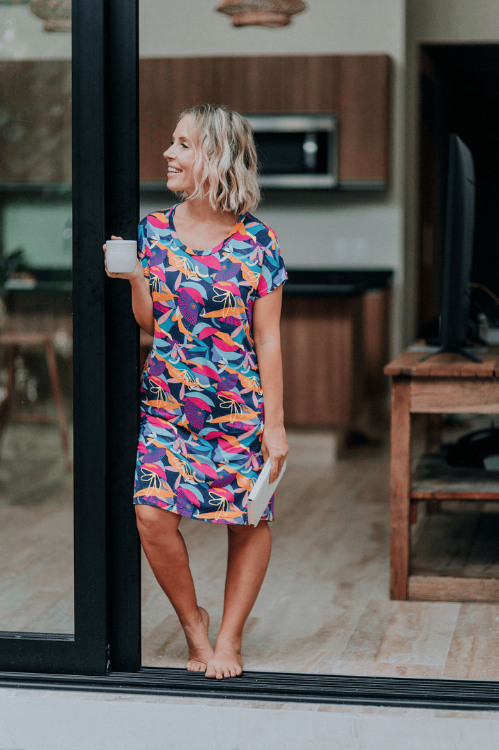 Bamboo nightdress perfect for travel knee length dropped shoulder 