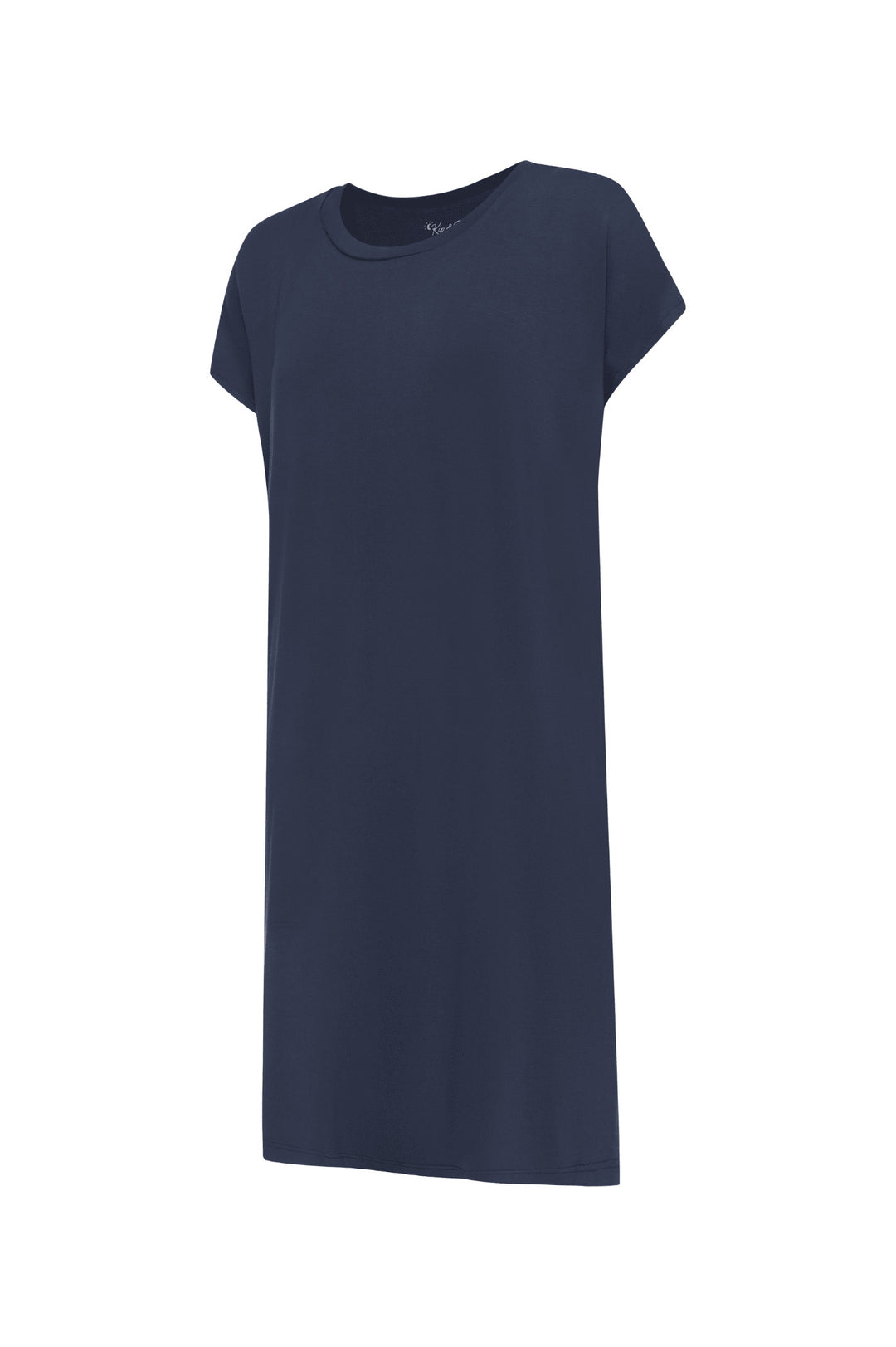 Bamboo nightdress made for travel dark navy blue soft dropped hemline