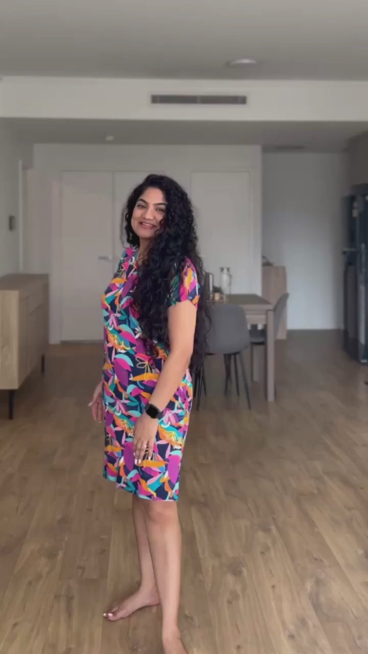  Cancun print soft  bamboo nightdress by Kip & Boo, highlighting the stylish and eco-friendly women's sleepwear available in Australia