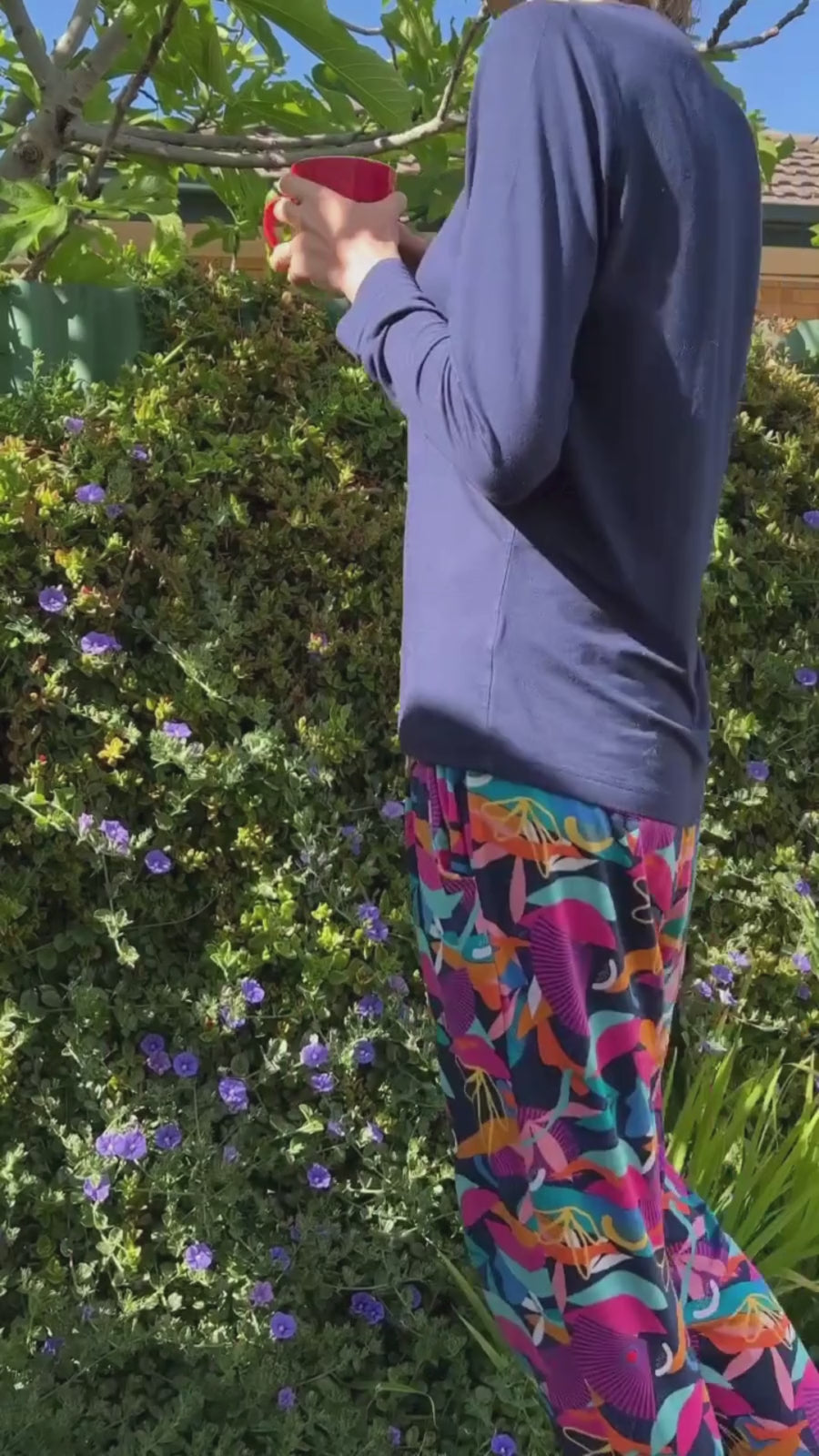 Model wearing a bamboo sleepwear set with a Seminyak top and Cancun pants by Kip & Boo, featuring stylish and sustainable women's nightwear available in Australia